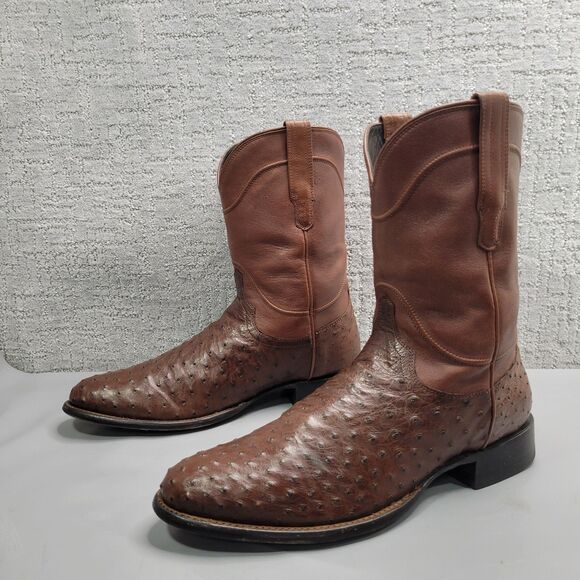 Tecovas Other - Tecovas The Earl Mens Size US 13D Hazelnut Ostrich Leather Pull-On Roper Boots